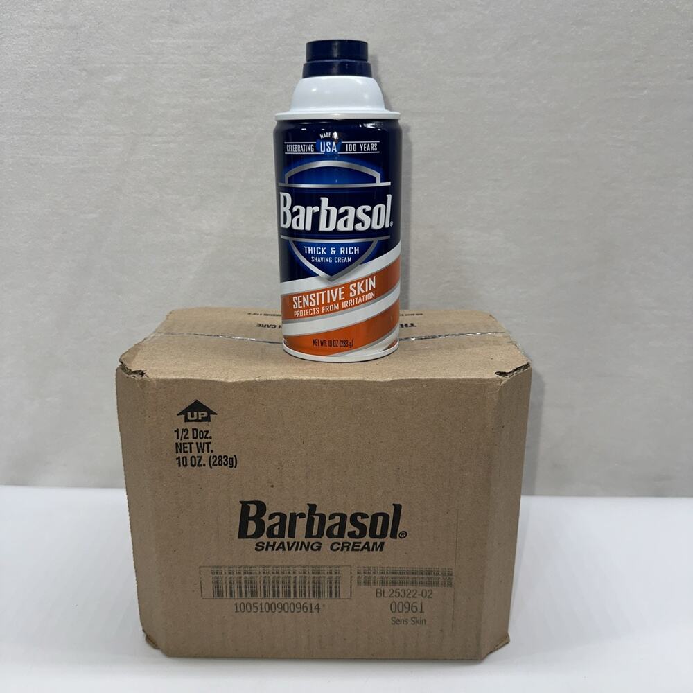 Barbasol Sensitive Skin Thick and Rich Shaving Cream for Men, 10 oz., Pack of 6